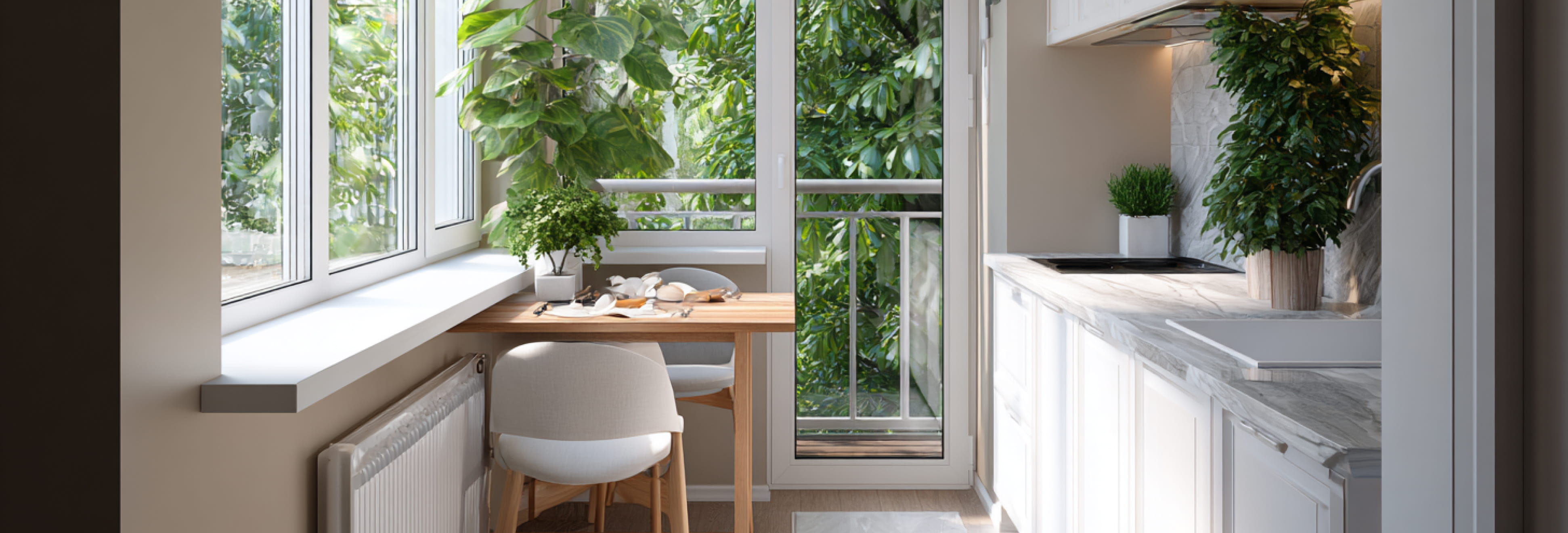 Пластиковый балконный блок на кухне